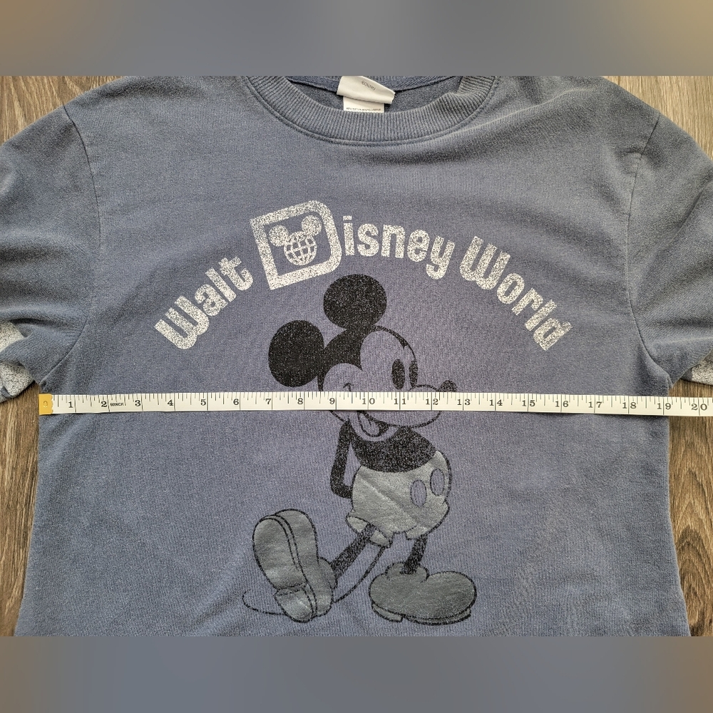 Disney World Retro Vintage Style Crop Long Sleeve Tee - Blue - Women's Medium - Picture 5 of 6